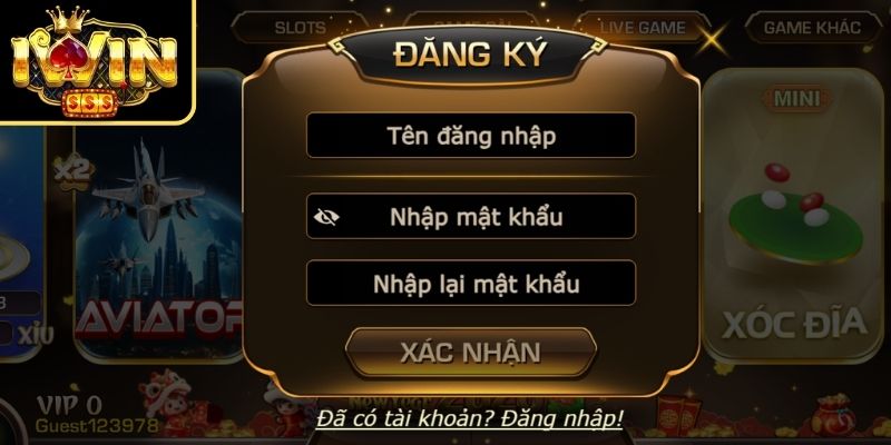 Điền thông tin đăng ký IWIN